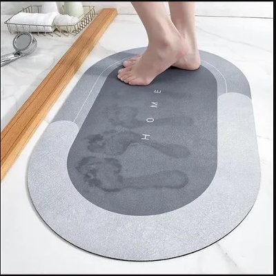 Picture of Bathroom Anti-slip Mat Diatom Mud Super Absorbent Pad Nordic Style Toilet Floor Mat Soft Diatomite Quick Drying Bathroom Carpet Blue 