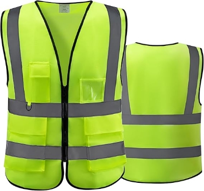 Picture of High Visibile Safety Vest For Construction Roadside Work, Traffic Control, Cycling & Outdoor Activities Green 