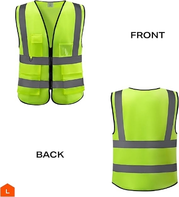 Picture of High Visibile Safety Vest For Construction Roadside Work, Traffic Control, Cycling & Outdoor Activities Green 