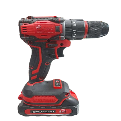 Picture of 48 Volt Brushless Cordless Drill, Stand alone charger, 2 pcs 48V Lithium-Ion Red 