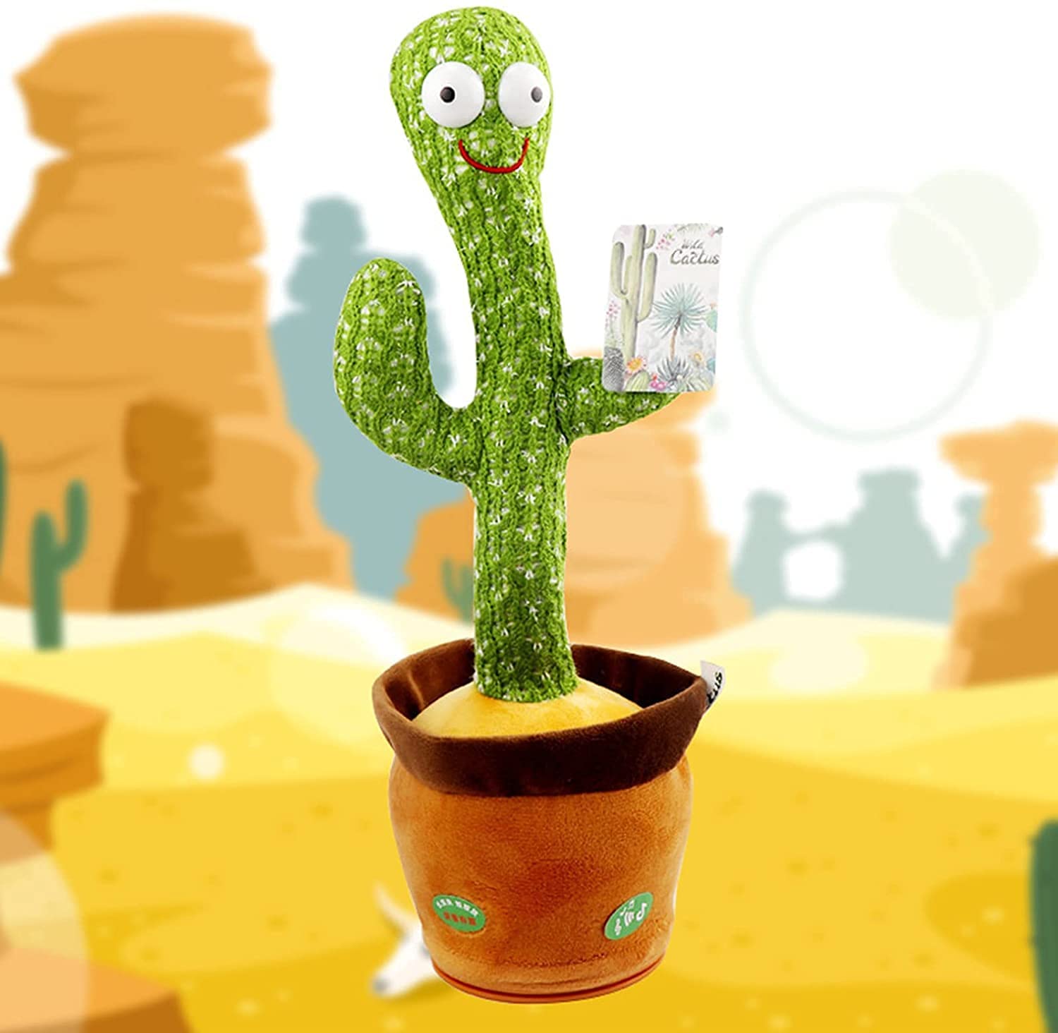Picture of Dancing Cactus P Toy 120 English Songs Cute Plush Toy playing with babies - Green