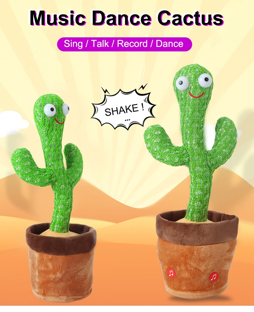 Picture of Dancing Cactus P Toy 120 English Songs Cute Plush Toy playing with babies - Green