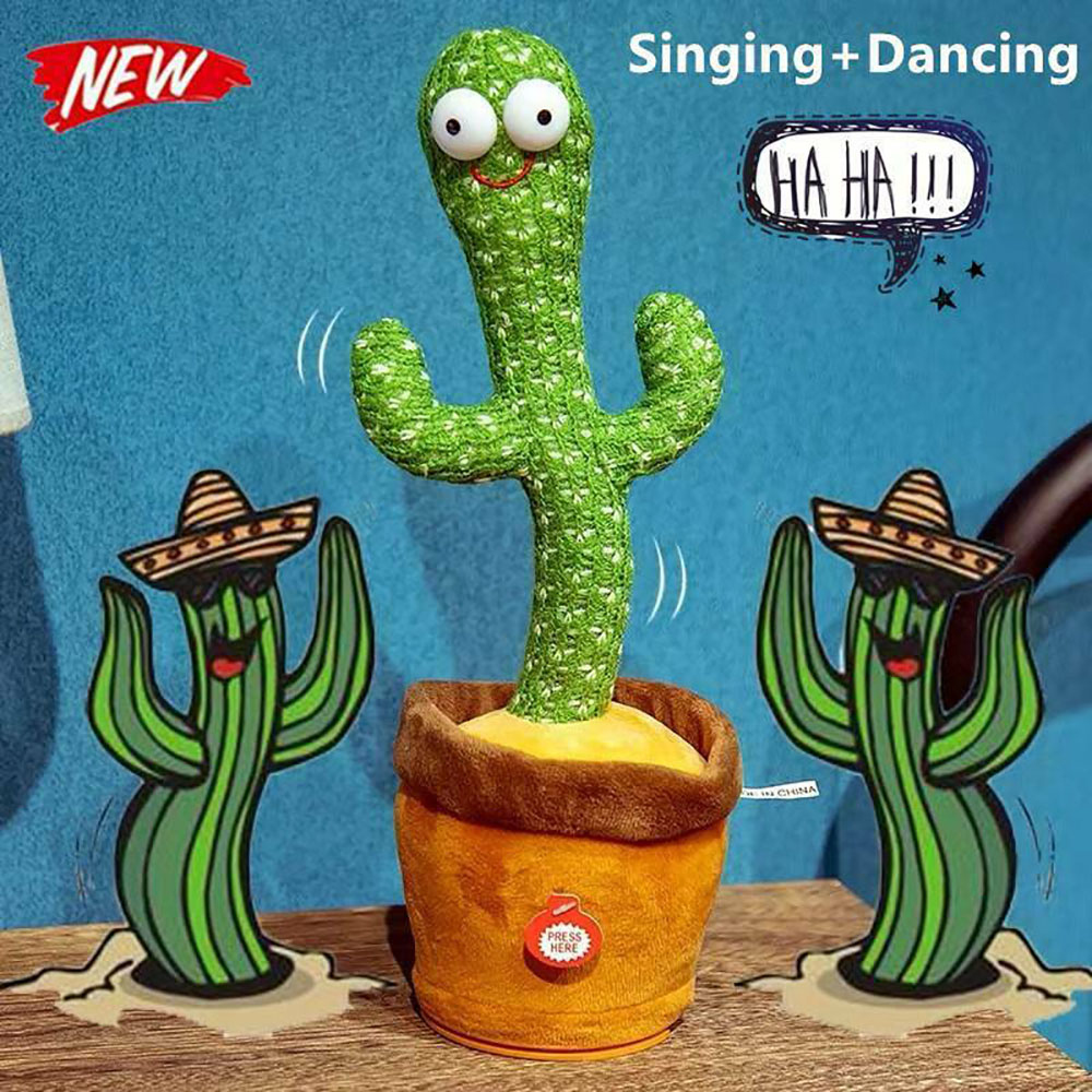 Picture of Dancing Cactus P Toy 120 English Songs Cute Plush Toy playing with babies - Green