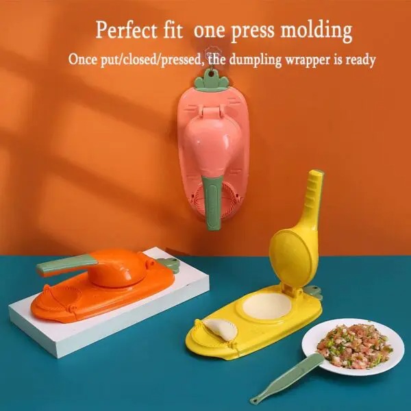 Picture of Dumpling Maker 2 In 1 Dumpling Mold Pressure Manual Wrapper Making Plastic Mold Dough Pressing Tool Kitchen Baking Accessories With Spoon Kuli Pitha maker 2 in 1 magic pitha maker ,momo maker - Multicolor