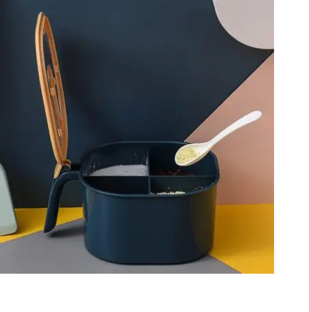 Picture of Multi Storage 4 Section Kitchen Spices Lid Box With Spoons pice Storage Spice Containers with Serving Spoons Spices Storage Box - Multicolor