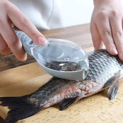 Picture of bottomTagUrl Fish Clean Scales with Cover fish scaler scraper remover fish skin brush scraping fishing Fish Scraping Fishing Scale Brush Graters Fast Remove Fish cooking tool - Multicolor