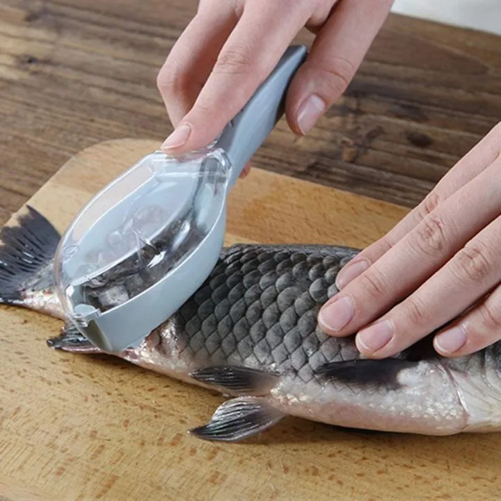 Picture of bottomTagUrl Fish Clean Scales with Cover fish scaler scraper remover fish skin brush scraping fishing Fish Scraping Fishing Scale Brush Graters Fast Remove Fish cooking tool - Multicolor