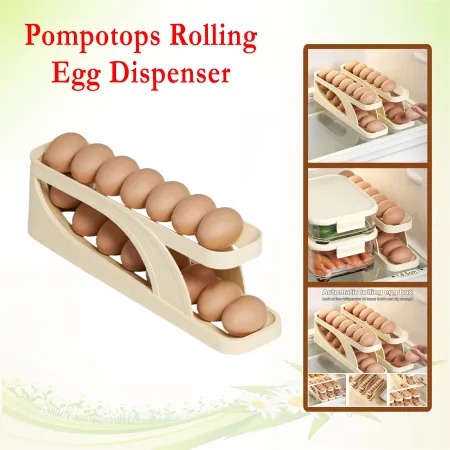 Picture of Automatic Roll-Down Double-Layer Egg Organizer, Automatic Scrolling Egg Dispenser Holder Storage Box Container Refrigerator for Refrigerator Kitchen Cabinet-1pcs - Multicolor