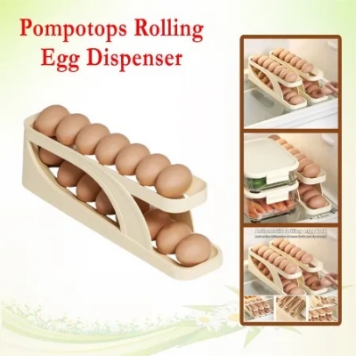 Picture of Automatic Roll-Down Double-Layer Egg Organizer, Automatic Scrolling Egg Dispenser Holder Storage Box Container Refrigerator for Refrigerator Kitchen Cabinet-1pcs - Multicolor