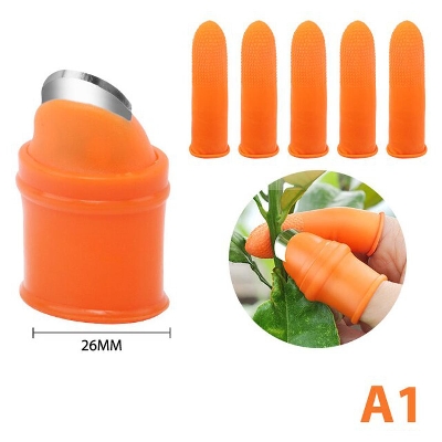Picture of Multi-Purpose Silicone Thumb Knife Finger Protector Vegetable Harvesting Knife Plant Blade Scissors Cutting Rings, Kitchen Accessories, Garden Tools - Yellow