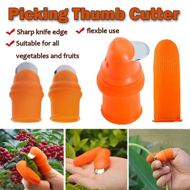 Picture of Multi-Purpose Silicone Thumb Knife Finger Protector Vegetable Harvesting Knife Plant Blade Scissors Cutting Rings, Kitchen Accessories, Garden Tools - Yellow