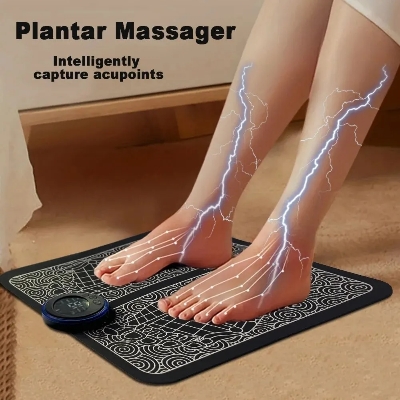 Picture of EMS Electric Foot Massager Pad Relief Pain Relax Feet Acupoints Massage Mat Shock Muscle Stimulation Improve Blood Circulation,asiaexpress - Black