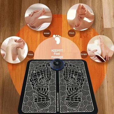 Picture of EMS Electric Foot Massager Pad Relief Pain Relax Feet Acupoints Massage Mat Shock Muscle Stimulation Improve Blood Circulation,asiaexpress - Black