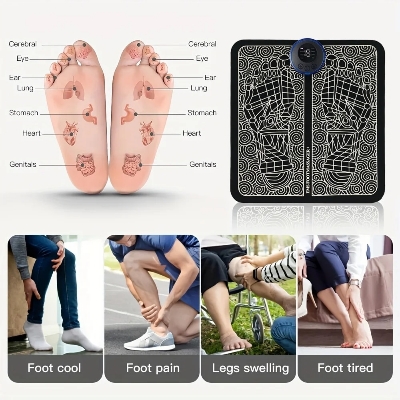 Picture of EMS Electric Foot Massager Pad Relief Pain Relax Feet Acupoints Massage Mat Shock Muscle Stimulation Improve Blood Circulation,asiaexpress - Black