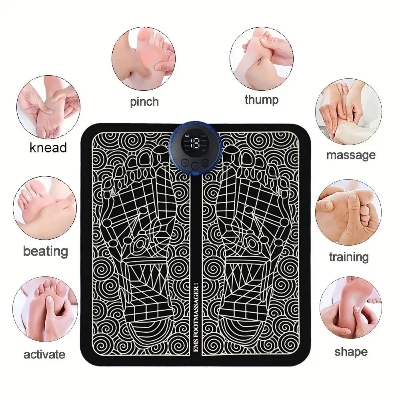 Picture of EMS Electric Foot Massager Pad Relief Pain Relax Feet Acupoints Massage Mat Shock Muscle Stimulation Improve Blood Circulation,asiaexpress - Black