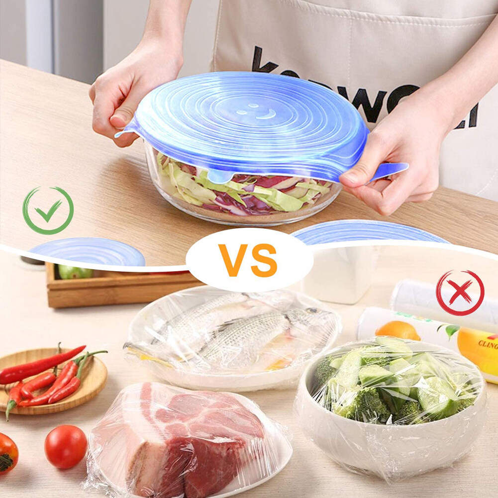 Picture of Silicone Reusable Stretch Seal Vacuum Food Storage Bowl Cover – 6 Pcs Set - Multicolor