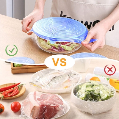 Picture of Silicone Reusable Stretch Seal Vacuum Food Storage Bowl Cover – 6 Pcs Set - Multicolor