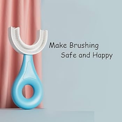 Picture of Silicone Baby Tooth Cleaner Brush Teether Brushes Oral U Shape Silicone Soft Head 360 Degree Deep Cleaning Brush Silicone Soft Head 360 Degree Deep Cleaning Brush For 6-12 Years Old Children - Multicolor