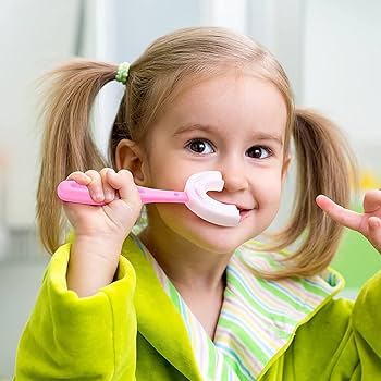 Picture of Silicone Baby Tooth Cleaner Brush Teether Brushes Oral U Shape Silicone Soft Head 360 Degree Deep Cleaning Brush Silicone Soft Head 360 Degree Deep Cleaning Brush For 6-12 Years Old Children - Multicolor