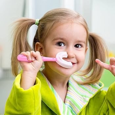 Picture of Silicone Baby Tooth Cleaner Brush Teether Brushes Oral U Shape Silicone Soft Head 360 Degree Deep Cleaning Brush Silicone Soft Head 360 Degree Deep Cleaning Brush For 6-12 Years Old Children - Multicolor
