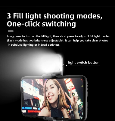 Picture of Q07 Selfie Stick Foldable Mini Tripod with Fill Light Bluetooth Remote Shutter Retractable Rod for Phone (100cm)-The Asia Express - Black