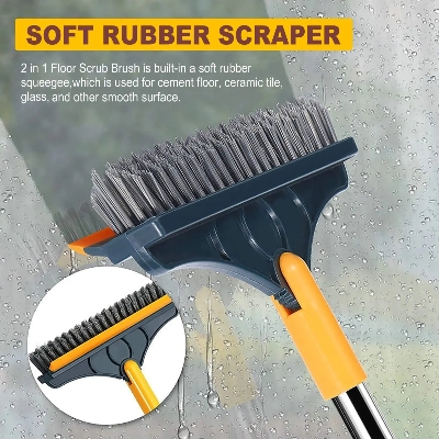 Picture of Household Cleaning Brush Adjustable Long Handle Floor Brush Kitchen Magic Broom for Washing Windows Tile Corner Gap Toilet Tools bathroom brush - Multicolor