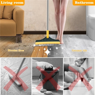 Picture of Household Cleaning Brush Adjustable Long Handle Floor Brush Kitchen Magic Broom for Washing Windows Tile Corner Gap Toilet Tools bathroom brush - Multicolor