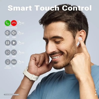 Picture of BT30 ENC Noise Canceling Wireless Bluetooth Earbuds HiFi Stereo Headphones with Digital Display Charging Case asiaexpress - Multicolor