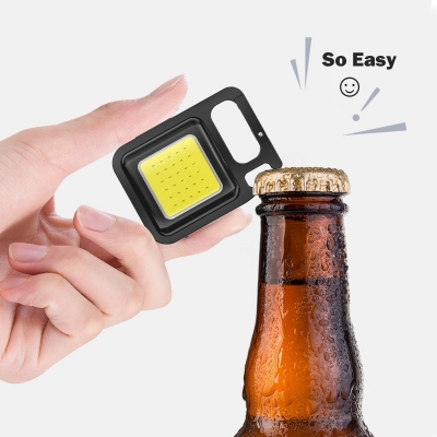 Picture of Mini LED Keychain Flashlights Multifunctional Portable COB Work Light USB Charging Camping Lamp Outdoor Torch Fishing Lantern - Multicolor