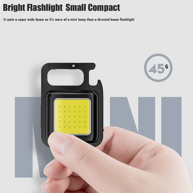 Picture of Mini LED Keychain Flashlights Multifunctional Portable COB Work Light USB Charging Camping Lamp Outdoor Torch Fishing Lantern - Multicolor