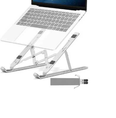 Picture of Aluminum Alloy Foldable Laptop Stand Adjustable Portable Folding Notebook Stand Foldable Laptop Stand - Laptop Table - Laptop Table - Silver