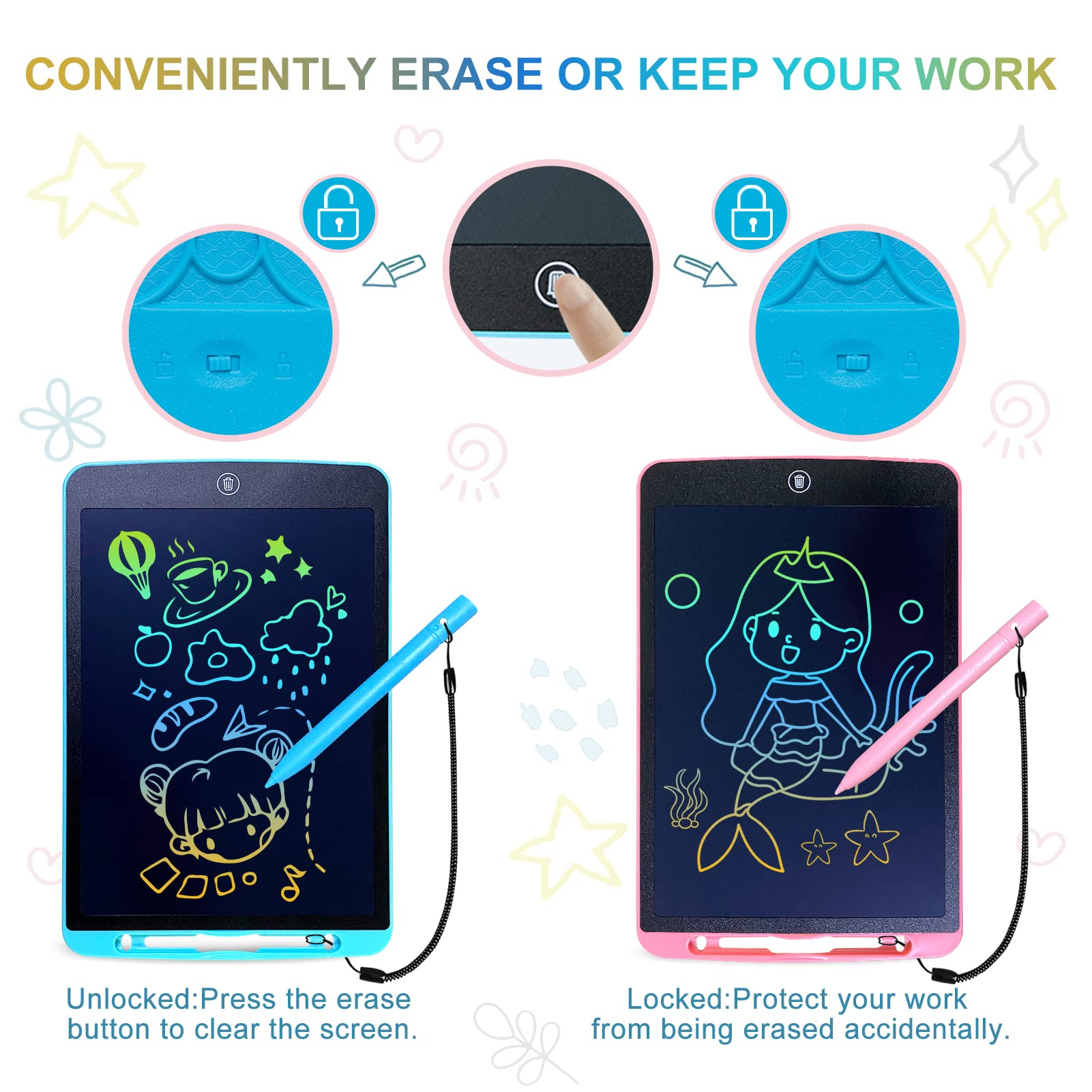 Picture of 12 Inch LCD Writing Tablet Drawing Board Kids Graffiti Sketchpad Toys Handwriting Blackboard Magic Drawing Boards Toy Gift-The Asia Express - Black