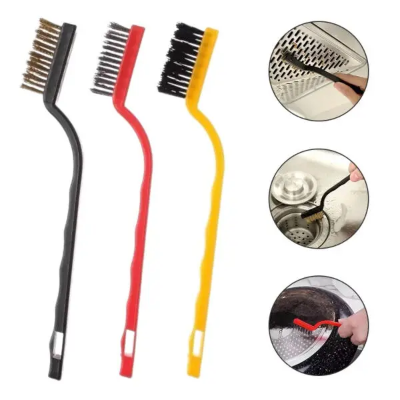 Picture of 3Pcs Kitchen Gas Stove Cleaning Brush Household Gap Brush Wire Brush Decontamination Tool Practical Kitchen Accessories - Multicolor