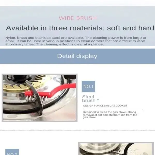 Picture of 3Pcs Kitchen Gas Stove Cleaning Brush Household Gap Brush Wire Brush Decontamination Tool Practical Kitchen Accessories - Multicolor