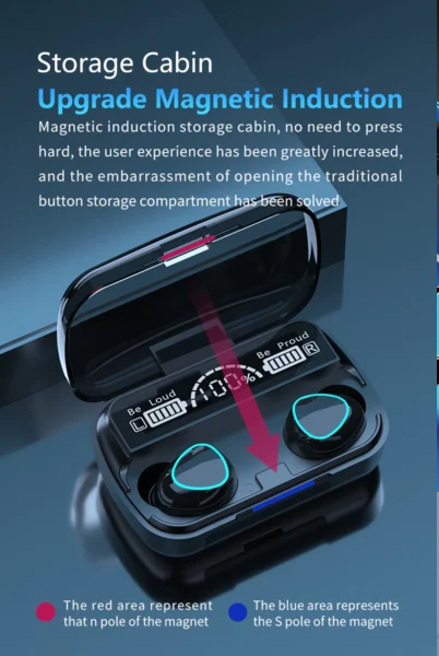 Picture of M10 TWS Earphone 9D Stereo LED Digital Display Touch CVC8.0 Digital Noise Reduction Technology - Black - Black