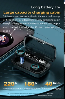 Picture of M10 TWS Earphone 9D Stereo LED Digital Display Touch CVC8.0 Digital Noise Reduction Technology - Black - Black