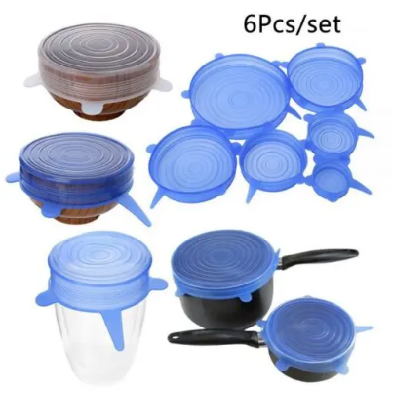 Picture of 6-Piece Food Silicone Cover Universal Lids Set - Reusable Stretch Lids For Your Cookware And Bowls - Multicolor