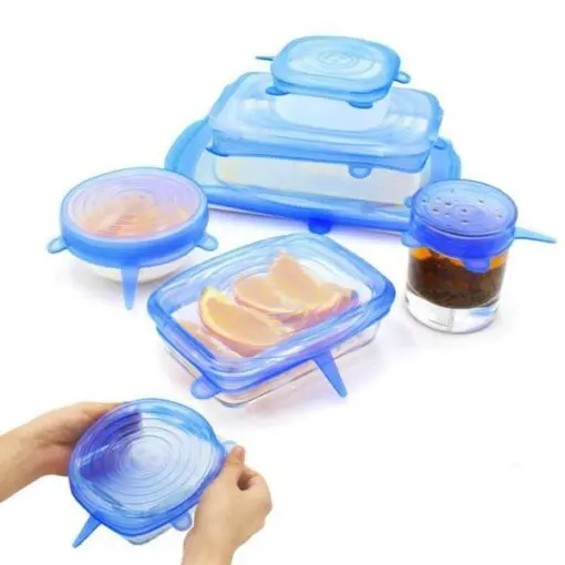 Picture of 6-Piece Food Silicone Cover Universal Lids Set - Reusable Stretch Lids For Your Cookware And Bowls - Multicolor