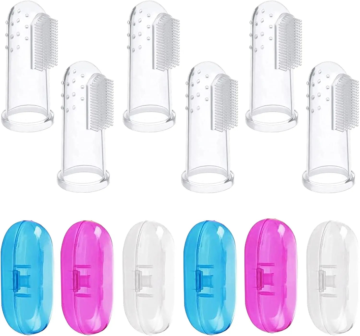 Picture of Baby Finger Toothbrush Silicon Toothbrush+Box Children Teeth Clear Soft Silicone Infant Tooth Brush Rubber Cleaning - Multicolor