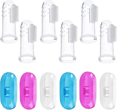 Picture of Baby Finger Toothbrush Silicon Toothbrush+Box Children Teeth Clear Soft Silicone Infant Tooth Brush Rubber Cleaning - Multicolor