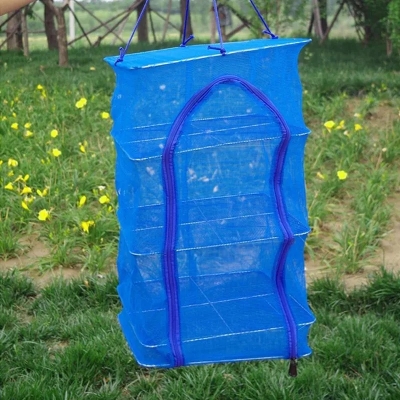 Picture of Foldable 4 Layers Food Drying Net  Rack Hanging Vegetable,Fish, Dishes Dryer Net dryer case 35 X 35 X 65cm PE Hanger food drying case - Blue