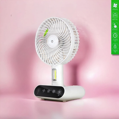 Picture of DP 7624 Rechargeable TableTouch Fan With Lamp USB Charging Portable Handheld 3 Gear Speed Desktop Mini Fan -The Asia Express - White