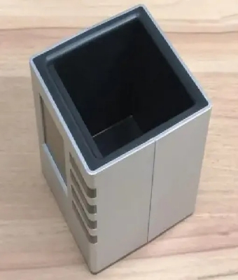 Picture of Pen Holder with Digital Watch - Silver Cube Desk Pen Stand With Digital Clock (Temperature , Alarm & Calendar) | smart pen holder - Silver