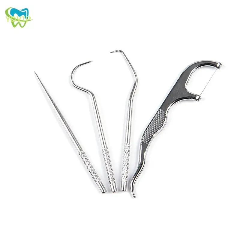 Picture of 4pcs Portable Stainless Steel Toothpick Dental Floss Oral Care Teeth Cleaning For Outdoor_Asia express - Silver