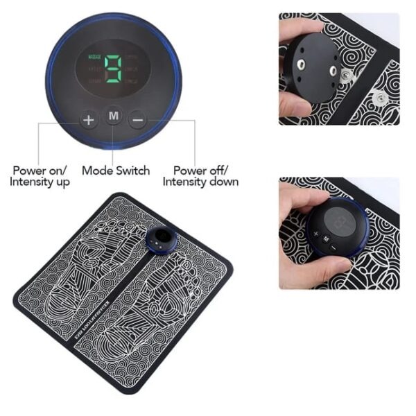 Picture of Electric EMS Foot Massager Pad Foot Massage Mat Feet Muscle Stimulator Improve Blood Circulation Relieve Ache Pain Health Care - Black