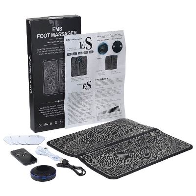 Picture of Electric EMS Foot Massager Pad Foot Massage Mat Feet Muscle Stimulator Improve Blood Circulation Relieve Ache Pain Health Care - Black