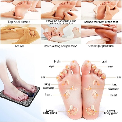 Picture of Electric EMS Foot Massager Pad Foot Massage Mat Feet Muscle Stimulator Improve Blood Circulation Relieve Ache Pain Health Care - Black