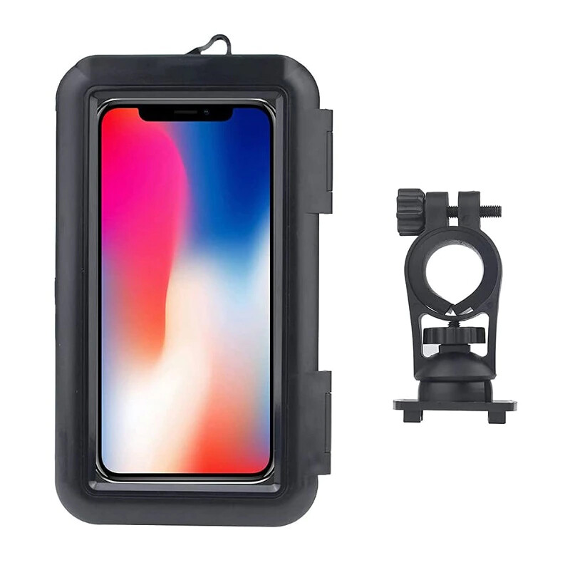 Picture of Bicycle Phone Holder Bike Motorcycle Handlebar Mobile Phone Stand Mount Waterproof Cell Phone Bracket Case - Black