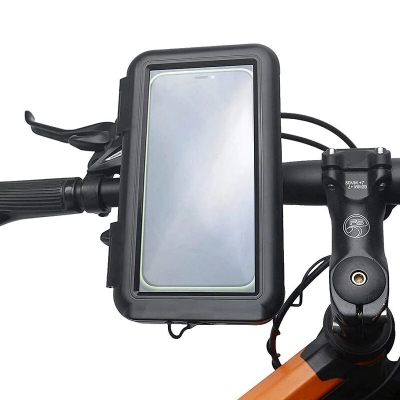 Picture of Bicycle Phone Holder Bike Motorcycle Handlebar Mobile Phone Stand Mount Waterproof Cell Phone Bracket Case - Black