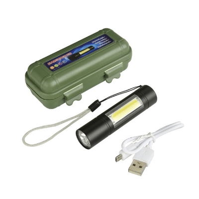 Picture of Rechargeable Flashlights Torch Led Usb Portable Torches 3 Modes Mini Camping Lighting - Charger Light - Black